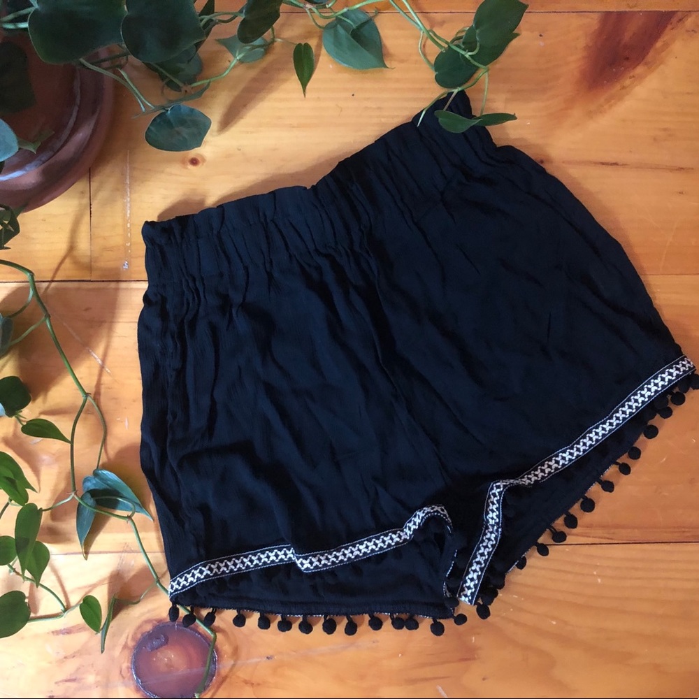 Shein black tassel shorts